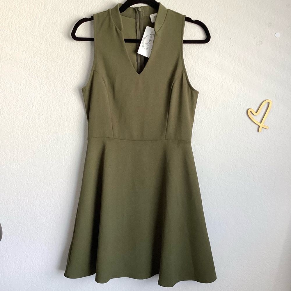 \Everly\ NWT Olive Green Fit Flare Dress
